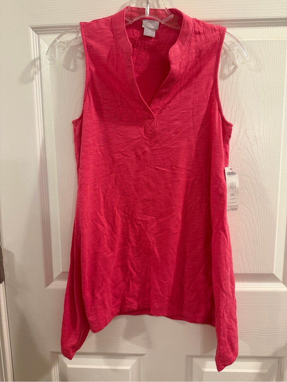 Chico's Cotton Slub Tunic Tank Lotus Petal Pink Size 00 XS